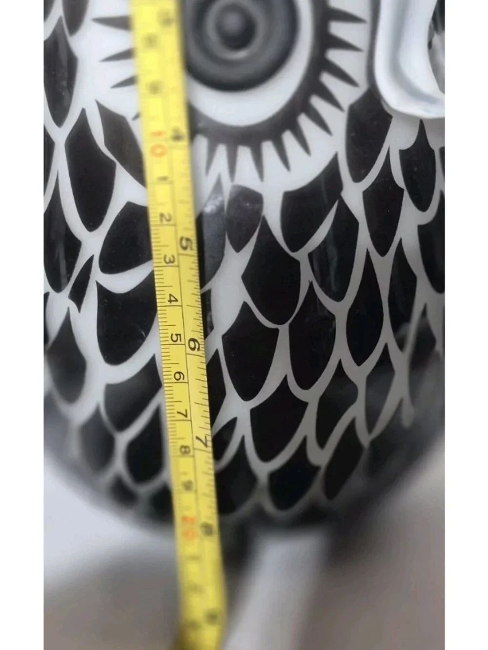 Murano Style Black White Owl Art Glass Vase Cased Glass Big Eye Design